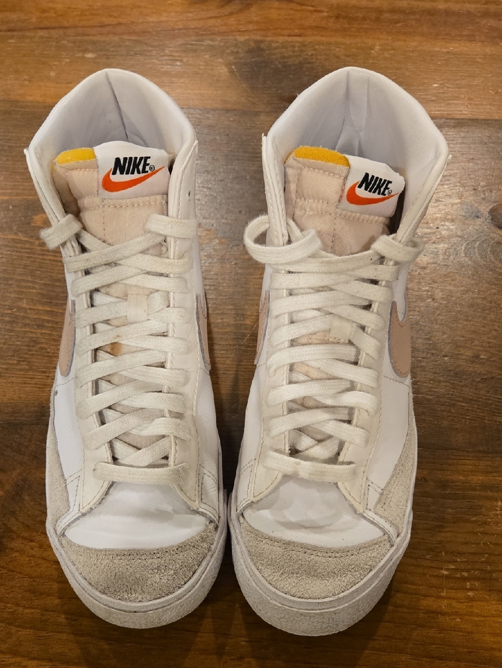 Nike Blazers Sneakers in White, Beige and Orange Accent